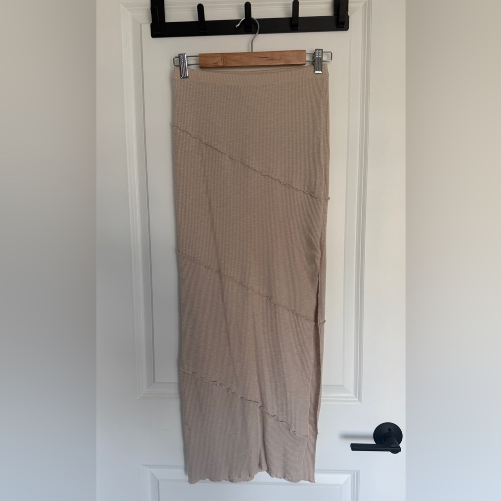 Princess Polly Ribbed Maxi Skirt in Dusty Mauve
